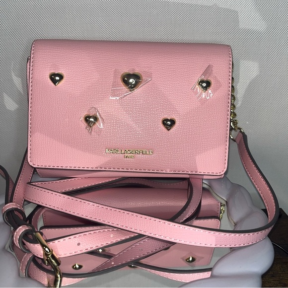 Karl Lagerfeld Handbags - NWT Karl Lagerfeld Paris Pink Hearts Crossbody Bag $168 retail